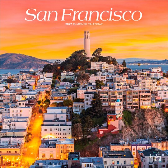 BrownTrout; San Francisco | 2027 12 x 24 Inch (Hanging) Monthly Square Wall Calendar | Plastic-Free; Category:Wall Calendars; Image:1